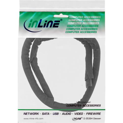InLine® Kabelkanal Geflechtschlauch mit Polyestergewebemantel selbstverschließend schwarz 10mm Durchmesser 2m